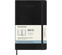 Moleskine Agenda Mensual, Negra, Grande en Tapa Blanda de 18 Meses Negro