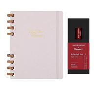 Moleskine Agenda No Fechada x Kaweco Bolígrafo Roller Recargable, Agenda de Espiral 12 Meses con Cubierta Rígida Color Crush Grape 20x25, Bolígrafo Rojo con Tinta Negra