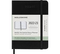 Moleskine - Agenda/Planificador Semanal Horizontal, Agendas de 18 meses 2022-2023 con Tapa Dura y Cierre Elástico, Tamaño de Bolsillo 9 x 14 cm, Color Negro