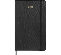 Moleskine Agenda Semanal 12 Meses 2024 con Caja, Agenda 2024, Tamaño Large 13x21, Portada Suave y Cierre Elástico, Falsa Piel de Serpiente, Color Negro