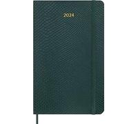 Moleskine Agenda Semanal 12 Meses 2024 con Caja, Agenda 2024, Tamaño Large 13x21, Portada Suave y Cierre Elástico, Falsa Piel de Serpiente, Color Verde