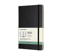 Moleskine - Agenda Semanal 2022, Agenda de 12 Meses con una Semana por Página, Tapa Dura, Tamaño Grande de 13 x 21 cm, Color Negro, 144 Páginas