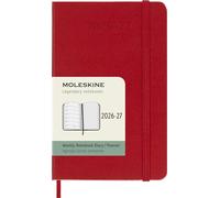 Moleskine Agenda semanal 18 meses 2026-2027 tapa dura, cierre elástico, rojo escarlata 9x14 cm