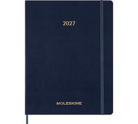 Moleskine Agenda Semanal 2026-2027, Agenda Essential de 15 Meses Vista Vertical con Horarios Diarios y Tapa Blanda, Formato XXL 23,5x28,14 Cm, Color Azul Zafiro