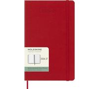 Moleskine Agenda semanal 2026-2027 - Calendario de 18 meses con sección de notas, tapa dura y cierre de goma, color escarlata, tamaño grande, 13 x 21 cm