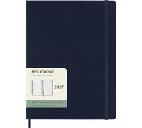 Moleskine Planificador semanal clásico de 12 meses en 2027, tapa dura, XL (7,5 x 9,75 pulgadas), azul zafiro, 144 páginas