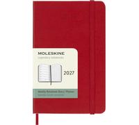Moleskine Planificador semanal clásico de 12 meses 2027, tapa dura, bolsillo (3,5 x 5,5 pulgadas), rojo escarlata, 144 páginas