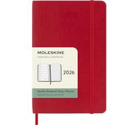Moleskine Agenda semanal 2026 - espacio para notas, tapa blanda, cierre elástico, pocket 9x14, rojo