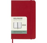 Moleskine Agenda Semanal con Espacio para Notas 12 Meses 2024, Agenda 2024, Formato Pocket 9x14, Tapa Dura y Cierre Elástico, Color Rojo Escarlata