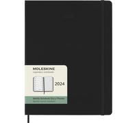Moleskine Agenda Semanal con Espacio para Notas 12 Meses 2024, Agenda 2024, Formato XL 19x25, Tapa Dura y Cierre Elástico, Color Negro