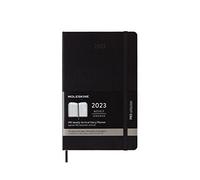 Moleskine Agenda Semanal Profesional 2023, Agenda Semanal de 12 Meses con Diseño Vertical, Planificador con Desglose de Horas, Tapa Dura, Tamaño Grande 13 x 21 cm, Color Negro