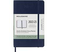 Moleskine - Agendas de 18 meses 2022-2023, Agenda Semanal con Tapa Blanda y Cierre Elástico, Tamaño Bolsillo 9 x 14 cm, Color Azul Zafiro