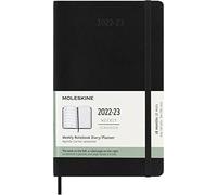 Moleskine - Agendas de 18 meses 2022-2023, Agenda Semanal de Bolsillo con Tapa Blanda y Cierre Elástico, Tamaño L 13 x 21 cm, Color Negro
