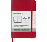 Moleskine - Agendas de 18 meses 2022-2023, Agenda Semanal de Bolsillo con Tapa Blanda y Cierre Elástico, Tamaño de Bolsillo 9 x 14 cm, Color Rojo Escarlata