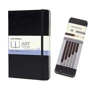 Moleskine Art Collection Sketchbook + Moleskine Set de Lápices de Dibujo, Cuaderno de Dibujo Grande 13x21cm con Tapa Dura Negra, 5 Lápices de Dibujo de Grafito