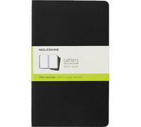 Moleskine Libretas Cahier QP318, set de 3, negras, hojas blancas lisas, 13 x 21 cm