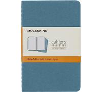 Moleskine Cahier Journal, Set de 3 Cuadernos Rayados, Tapa de Cartón con Costura Vista en Algodón, Azul Brillante, 64 Páginas, Pocket 9 x 14 cm