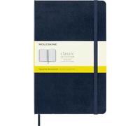Moleskine Classic Notebook, Cuaderno Con Cuadros, Tapa Dura y Cierre Elástico, Tamaño Large 13 x 21 cm, Color Azul Zafiro, 240 páginas