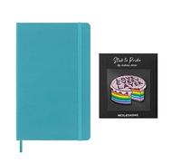 Moleskine Classic Notebook Sticker Patch Pride Cake, Cuaderno de Rayas, Tapa dura, 13x21 cm, Color Azul Blue Reef, Parche Diseñado por Ashton Attzs, 5x5cm