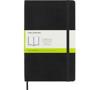 Moleskine Cuaderno Clásico, hojas lisas, tapa blanda, cierre elástico, Negro, 13 x 21 cm, 192 hojas