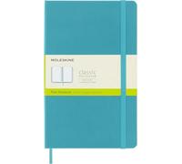 Moleskine - Cuaderno Clásico con Hojas Lisas, Tapa Dura y Cierre Elástico, Color Azul Arrecife, Tamaño Grande 13 x 21 cm, 240 Hojas