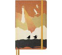 Moleskine Cuaderno de Páginas Blancas El Señor de los Anillos, Tapa Dura de Lienzo con Cierre Elástico, Marcapáginas y Adhesivos Temáticos, Frodo y Sam, Tamaño L 13 x 21 cm