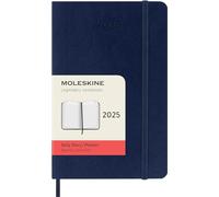 Moleskine Daily Planner, Agenda Diaria 12 Meses 2025, Tapa Blanda y Cierre Elástico, Color Azul Zafiro, Formato Bolsillo 9x14 cm
