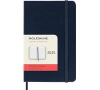 Moleskine Daily Planner, Agenda Diaria 12 Meses 2025, Tapa Dura y Cierre Elástico, Color Azul Zafiro, Formato Bolsillo 9x14 cm