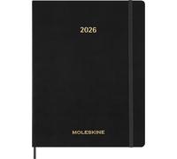 Moleskine Agenda Essential Planner 2025-2026, Semanal 15 meses, cubierta flexible, Negro XXL