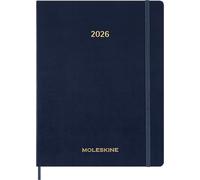 Moleskine Essential Planner 2025-2026, Agenda Semanal Vertical 15 Meses, Con Ranuras Horarias Diarias, Cubierta Flexible, Color Azul, Formato XXL 23,5x28,14