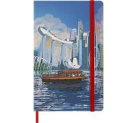 Moleskine I Am Singapore Cuaderno de Rayas, Tapa Dura de Tela y Cierre Elástico, Diseño Singapur
