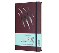 Moleskine La Bella y la Bestia Edición Limitada, Cuaderno de Rayas con Gráficos y Detalles Temáticos y Pegatinas, Tapa Dura, Tamaño Grande 13 x 21 cm, Color Ciruela, 240 Páginas