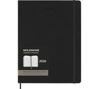 Moleskine Planificador Semanal, Agenda Semanal Vertical Pro 12 Meses 2025, Tapa Dura y Cierre Elástico, Color Negro, Formato Extra Grande 19x25 cm