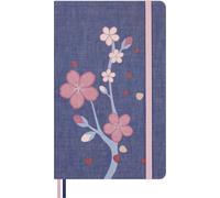 Moleskine Cuaderno Sakura, liso, tapa dura tela, cierre elástico, tarjeta+pegatinas, grande 13x21cm
