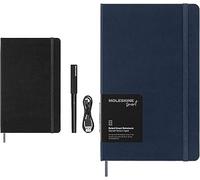 Moleskine Smart Writing Set + Smart Notebook, Conjunto con Smart Notebook Negro con Páginas rayadas 13x21cm y Pluma Smart, Smart Notebook Azul Zafiro con Páginas rayadas 13x21cm