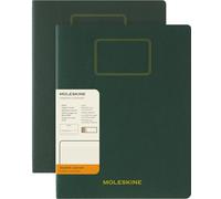 Moleskine Student Cahier Journal, Set de 2 Cuadernos a Rayas para Notas con Páginas Desprendibles, Cubierta de Cartón y Adhesivos, Color Verde Mirto, Formato XXL 21,6 x 27,9 cm