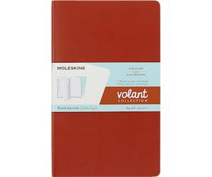 Moleskine Volant Journal, Set de 2 Cuadernos con Páginas Rayadas Desprendibles, Tapa Blanda, Colores Naranja Coral y Azul Aguamarina, Large 13 x 21 cm, 124 Páginas