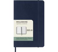 Moleskine Weekly Planner 2023-2024, Agenda de 18 Meses, Agenda Académica, Agenda Semanal de Tapa Suave, Tamaño de Bolsillo 9 x 14 cm, Color Azul Zafiro