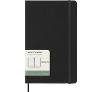 Moleskine Agenda semanal 2024-2025 – 18 meses, tapa dura, cierre elástico, 13x21 cm, negro