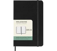 Moleskine Agenda semanal 2025-2026, 18 meses, tapa dura y cierre elástico, pocket negro