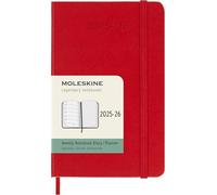 Moleskine Agenda Semanal 2025-2026, 18 meses, tapa dura, cierre elástico, 9x14 cm, Rojo Escarlata