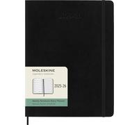 Moleskine Agenda semanal 2025-2026 – 18 meses XL 19 x 25 cm, tapa blanda, cierre elástico, negra