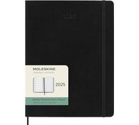 Moleskine Weekly Planner, Agenda Semanal con Espacio para Notas 12 Meses 2025, Tapa Blanda y Cierre Elástico, Color Negro, Formato Extra Grande 19x25 cm
