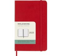 Moleskine Weekly Planner, Agenda Semanal con Espacio para Notas 12 Meses 2025, Tapa Dura y Cierre Elástico, Color Rojo Escarlata, Formato Bolsillo 9x14 cm