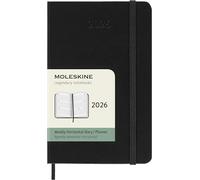 Moleskine Weekly Planner, Agenda Semanal Horizontal 2026 12 Meses, Con Tapa Dura y Cierre Elástico, Formato Pocket 9x14, Color Negro