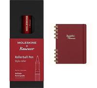 Moleskine x Kaweco Bolígrafo Rollerball Recargable de Plástico ABS, Recambio de 0,7 mm con Tinta Negra Incluida, Rojo + Agenda Sin Fecha, 12 Meses, Tapa Dura, 20x25 cm, Crush Cherry