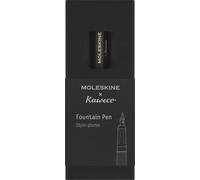 Moleskine x Kaweco Pluma Estilográfica de Plástico ABS con Plumilla Dorada Tamaño M para Escribir y Tomar Notas, Cartucho de Tinta Azul Incluido, Negro