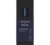 Moleskine x Kaweco Pluma Estilográfica de Plástico ABS con Plumilla Dorada Tamaño M para Escribir y Tomar Notas, Cartucho de Tinta Azul Incluido, Azul