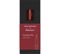 Moleskine x Kaweco Pluma Estilográfica de Plástico ABS con Plumilla Dorada Tamaño M para Escribir y Tomar Notas, Cartucho de Tinta Azul Incluido, Rojo