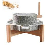 Molino de Piedra Natural Manual con Base Madera, Trituradora Artesanal para Especias, Granos y Semillas, Ideal para Cocina Doméstica